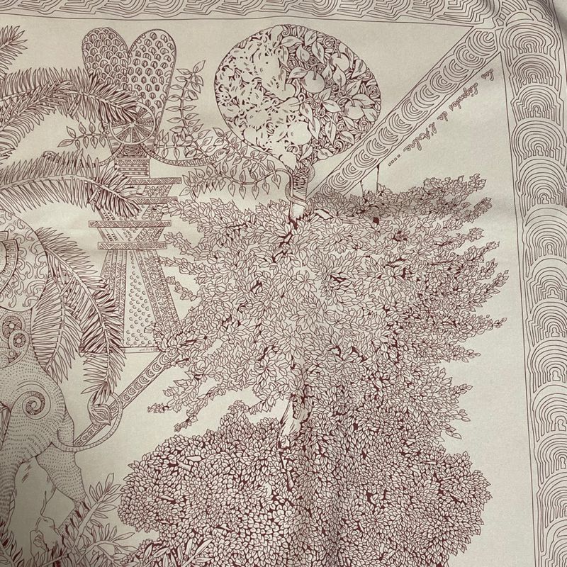 Hermes Legend Of The Trees Scarf Lion Sheep Silk Pink