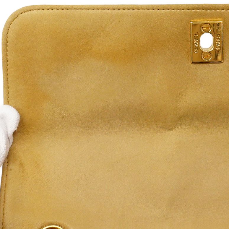 Chanel Shoulder Bag Matelasse Lambskin Beige Gold Hardware Women