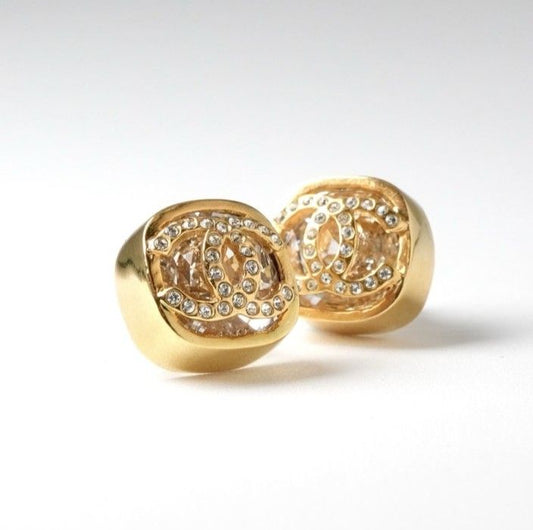 Chanel Earrings Earring Gold Coco Mark Square