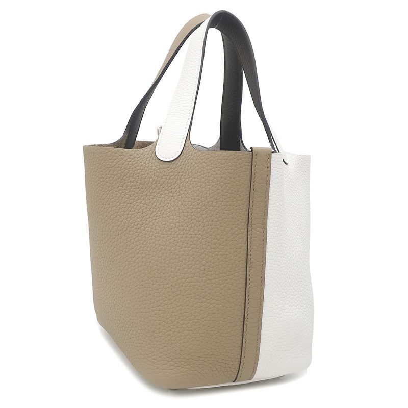 Hermes Handbag Picotin Lock PM Cazac 2 Taurillon Clemence Beige Marfa X New