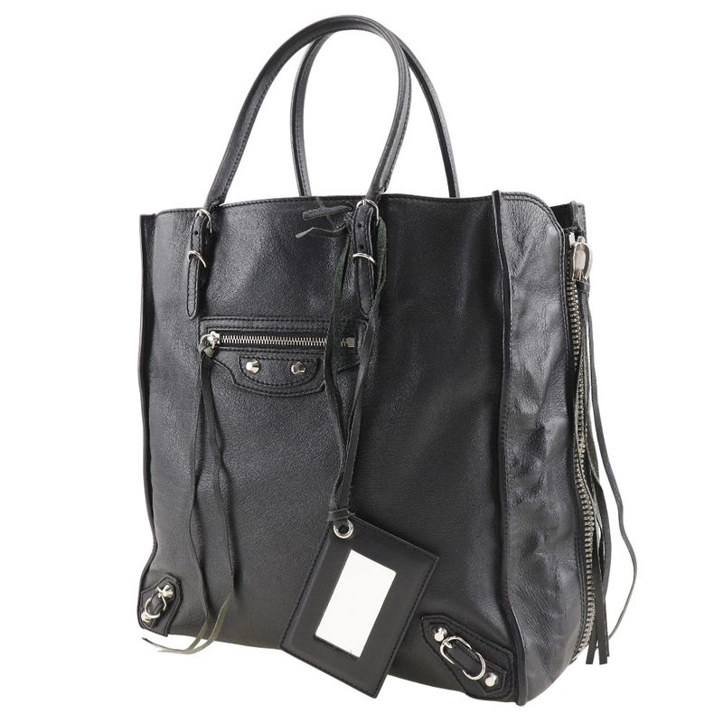 Balenciaga Paper Bag 255412 Calf Black Women's Tote Bag
