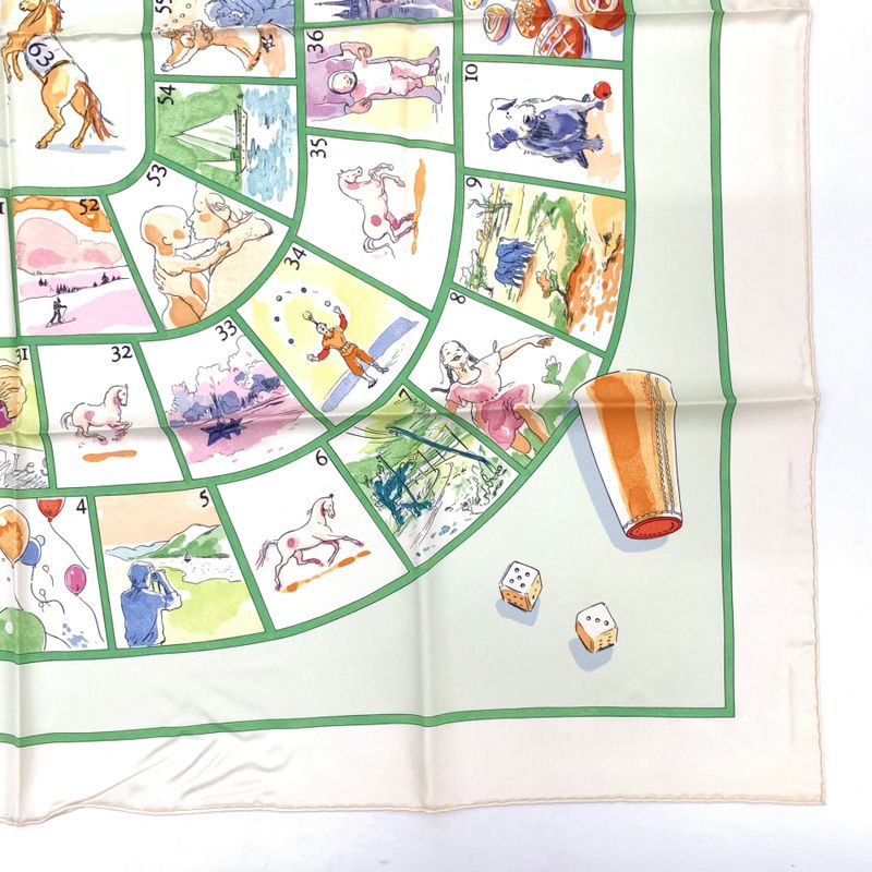Hermes Carre 90 Le Jeu Des Petits Bonheurs Small Happy Game Scarf 100% Silk