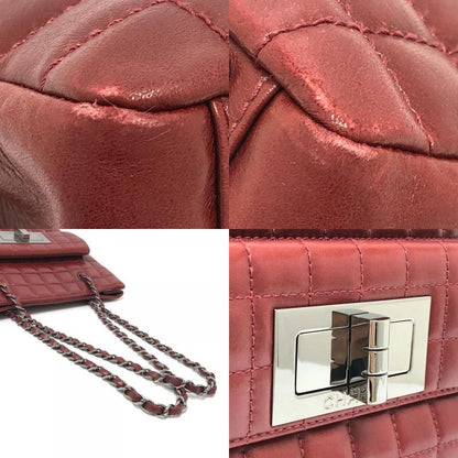 Chanel Tote Bag Chocolate Bar 255 Lambskin Red