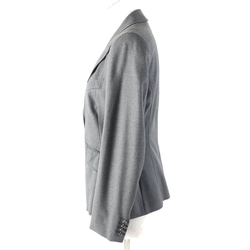 Gucci Wool Cles Button Single Tailored Jacket Gray 42 Genuine