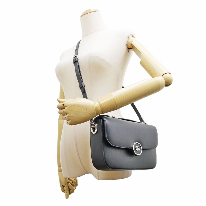 Gucci Clutch Bag Shoulder Bag Leather Black 739721 Shoulder Ladies