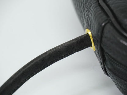 Authentic Christian DIOR Leather Shoulder Bag Pochette Black Bag Pre-owned