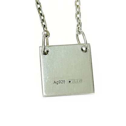 Gucci Silver Logo Square Plate Necklace 5.9g 925 Engraved 353098 Necklace
