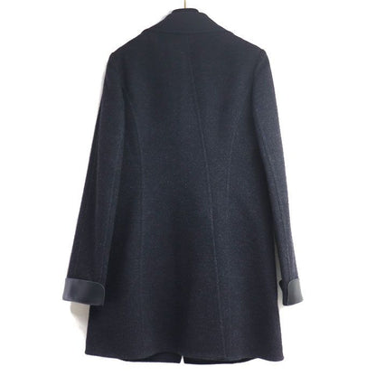 Chanel Wrap Coat Grey Navy P15883v08834 38 Ladies Preowned