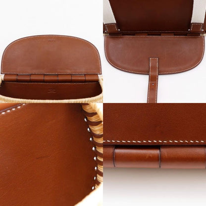 Hermes Fishing Basket Bag Leather X Willow Brown Women Shoulder Bag