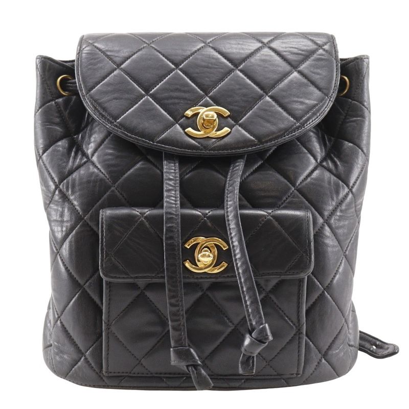 Chanel Matelasse Vintage Lambskin Black Women's Backpack/daypack