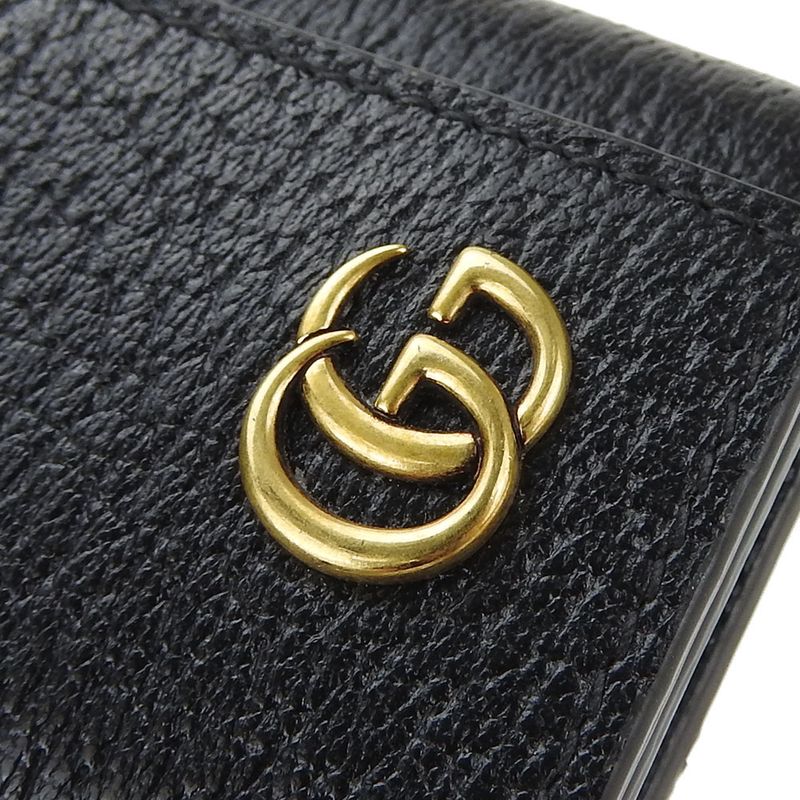 Gucci Key Case 435305 GG Marmont Leather Black 6-stack Ladies Men's Gucci