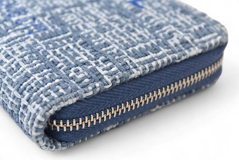 Chanel Wallet Fold Chanel Wallet A81973 Coco Mark Deauville Blue Tweed