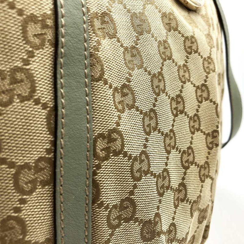 Gucci 204940 Shoulder Bag GG Canvas Leather Abby Beige Green Women