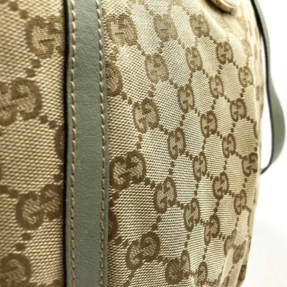 Gucci 204940 Shoulder Bag GG Canvas Leather Abby Beige Green Women