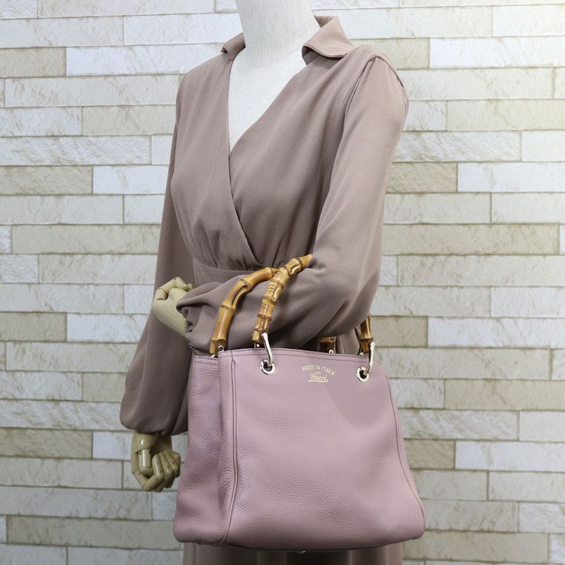 Gucci Shoulder Bag Handbag Bamboo Pink