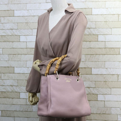 Gucci Shoulder Bag Handbag Bamboo Pink
