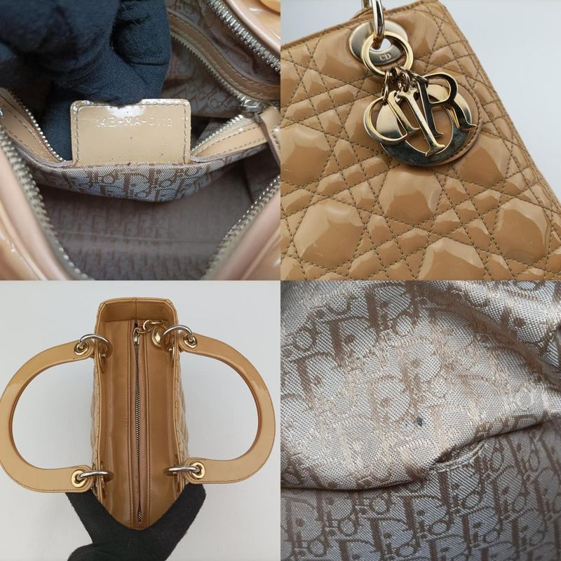 Christian Diorchristian Dior Lady Dior Beige Patent 14b-ma-0112