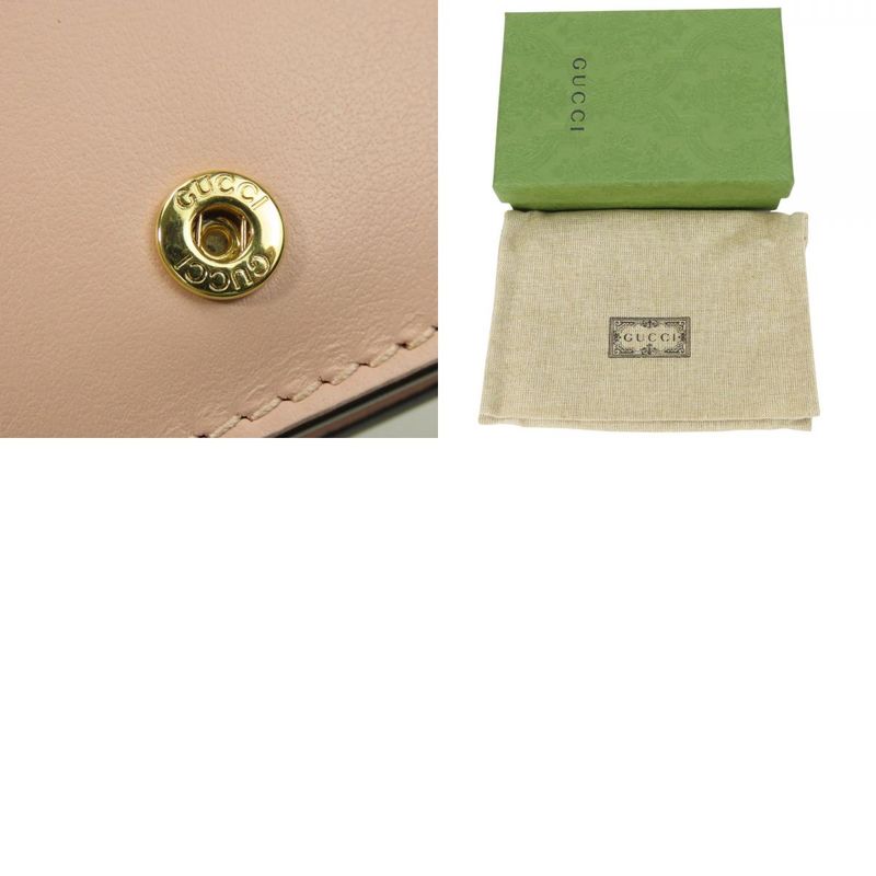Polar Gucci Bifold Wallet 723786 Ggmatelasse Leather Pink Gold Hardware Small