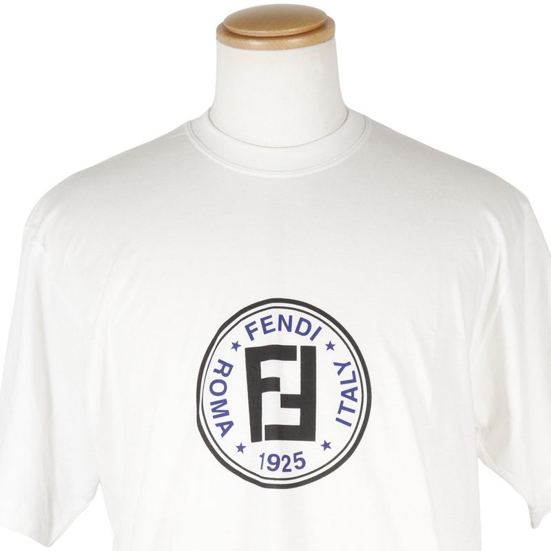 Fendi Logo Double F Cotton White Men's Short Sleeve T-shirt