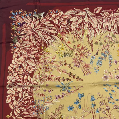 Hermes Similar Hermes Carré 90 LA Prairie Grasslands Scarf 100% Red Silk Carré