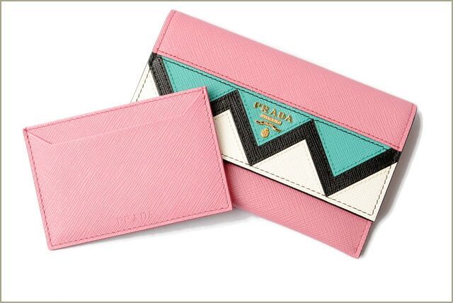 Prada Card Case Fold Wallet Prada 1mc004 Saffiano Greche Shape Pressed Leather