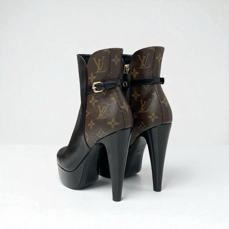 Louis Vuitton Afterglow Line Monogram Boots Short Shoes Leather Black
