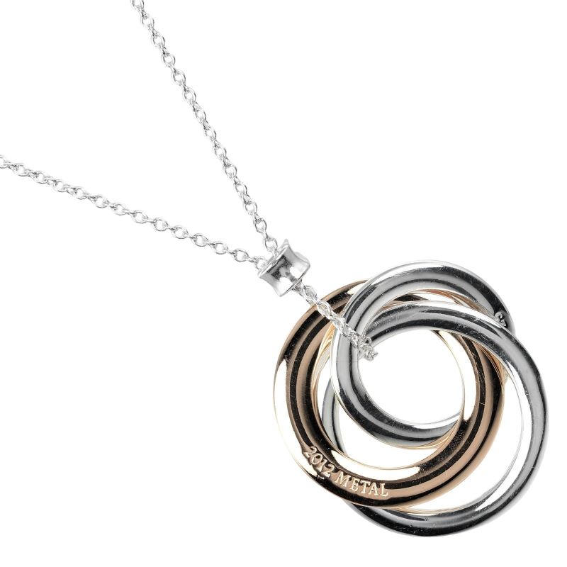 Tiffany & Co 1837 Interlocking Circle 925 Silver And Rubed Metal Ladies 5.13g