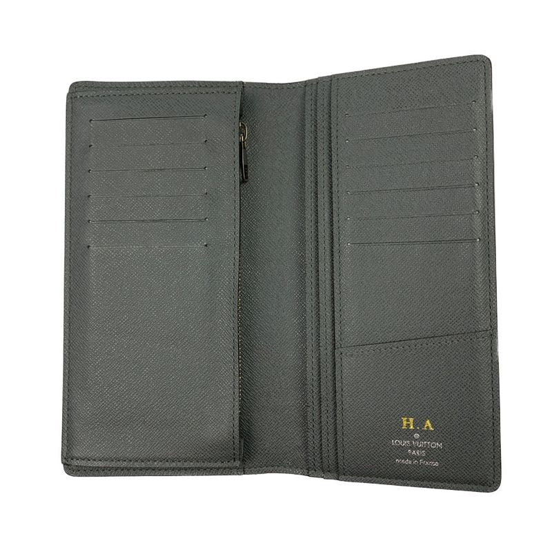 Louis Vuitton Taiga Portefeuille Brazza Folding Long Wallet M32653 Gray