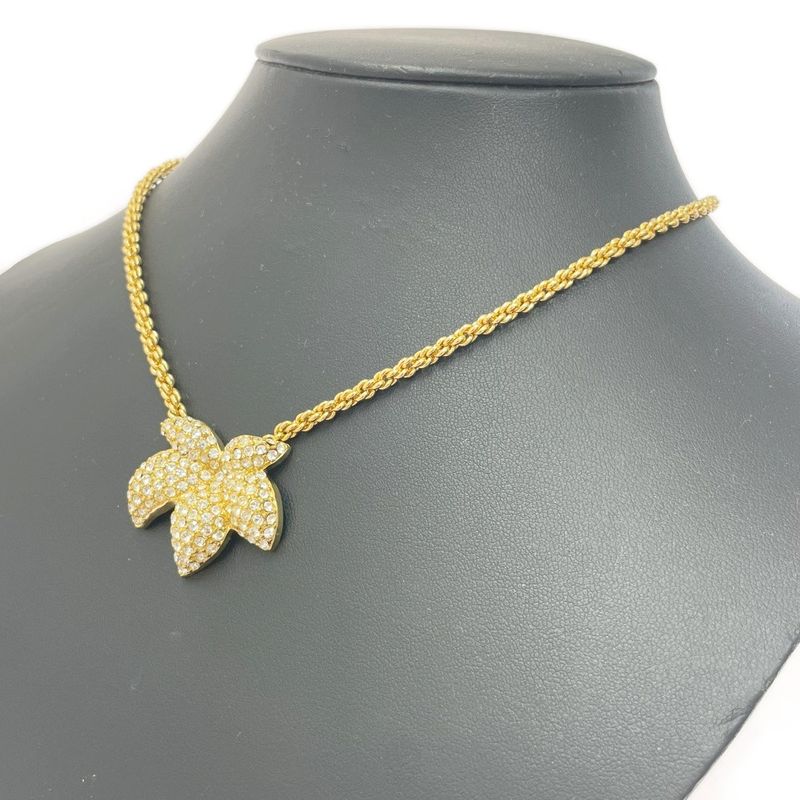 Christian Dior GP Rhinestone Flower Motif Necklace Gold 434394 Necklace