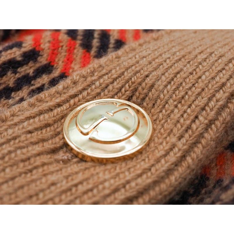 Gucci GG Wool Check Reversible Cardigan Glen Check Woven Long Sleeve Women's V