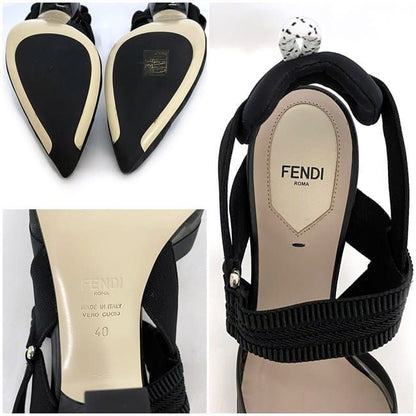 Fendi Mesh Suring Back Shoes High Heel Black