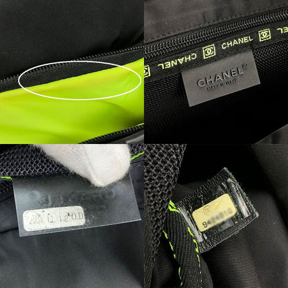 Chanel Sport Line Shoulder Bag Fluorescent Yellow Mesh 9th Rubber Nylon