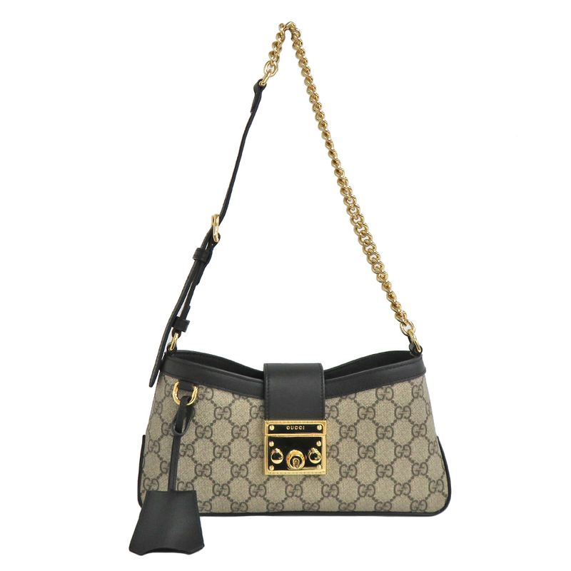 Gucci Padlock Small Shoulder Bag 811705 Black GG Supreme Canvas Black