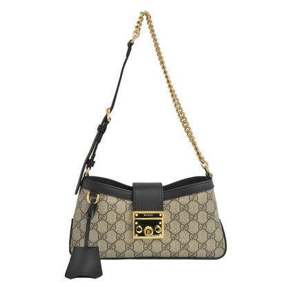 Gucci Padlock Small Shoulder Bag 811705 Black GG Supreme Canvas Black