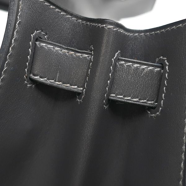 Hermes 2-Way Bag Kelly 28 Outer Stitch Box Calf Graphite Silver Hardware Gray