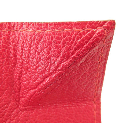Hermes Le Caran Uit LE48 G Engraved Chevre Silver Hardware Red Orange Coin Case