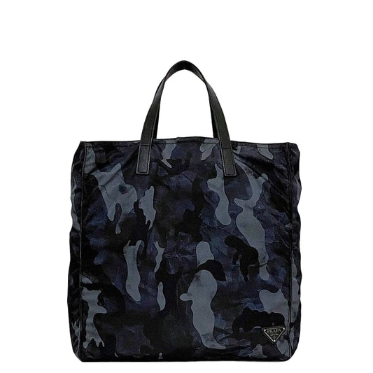 Prada Tote Bag Navy Black Tessuto Camouflage