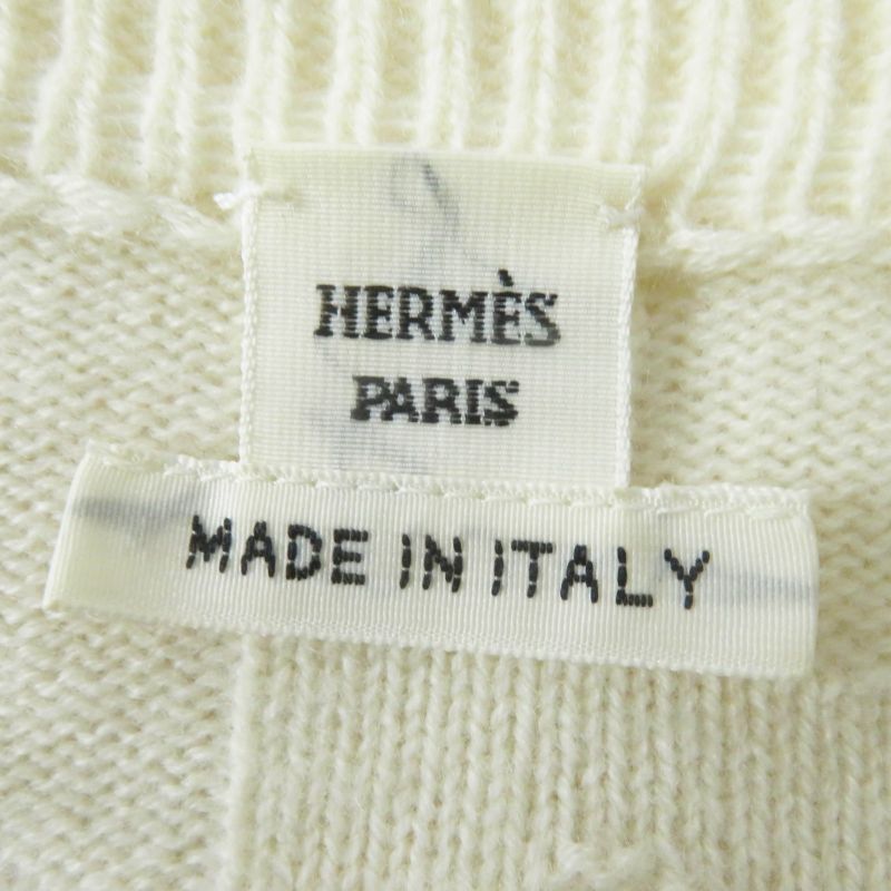 Hermes 23AW 3h2617d4 Wool H Motif Crewneck Long Sleeve Knit Pullover Ivory 34
