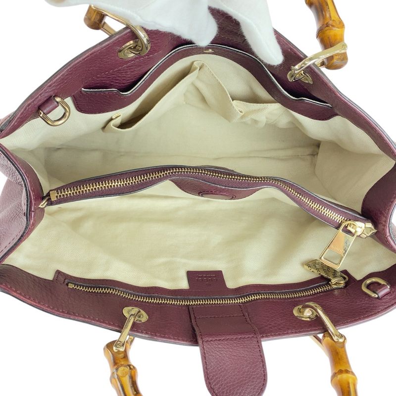 Gucci Bamboo Wine Red Bordeaux Gold Hardware Leather 323660 Handbag Shoulder