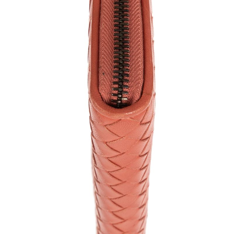 Bottega Veneta Intrecciato Zip Around Wallet Orange Intrecciatoleather A