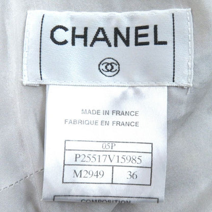 CHANEL 05P P25517 Coco Mark Part Flower Sequins Silk Blend Tweed Skirt Beige