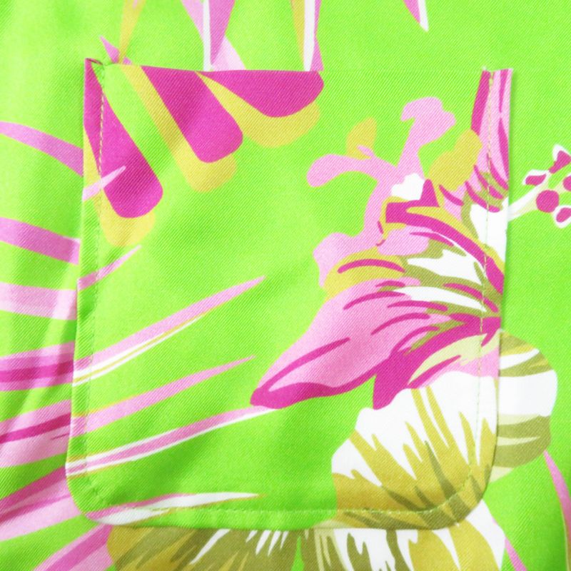 Gucci 22AW 694890 100% Silk Floral Print Short-sleeved Shirt Light Green Pink