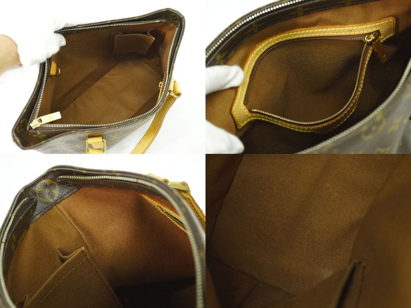 Authentic Louis Vuitton LV Cabas Piano Monogram Tote Bag Shoulder Bag Brown