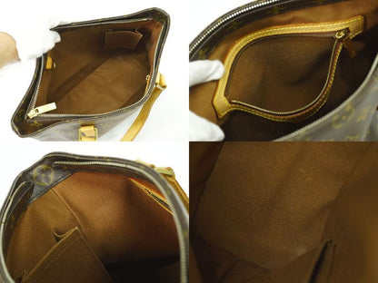 Authentic Louis Vuitton LV Cabas Piano Monogram Tote Bag Shoulder Bag Brown