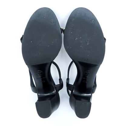 Chanel Strap Sandals G36122 Black 37 1 2C Coco Mark Sandals Women's