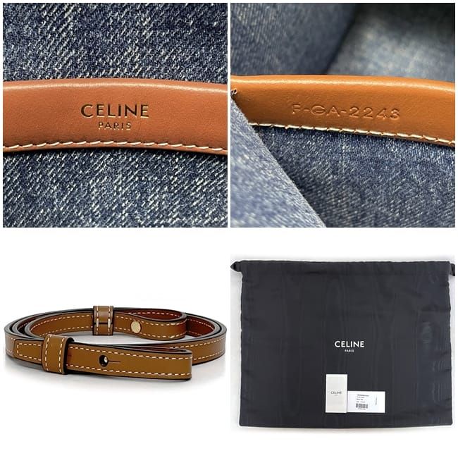 Celine 2way Bag Cabas Tice Blue Brown Triomphe