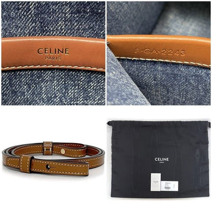 Celine 2way Bag Cabas Tice Blue Brown Triomphe