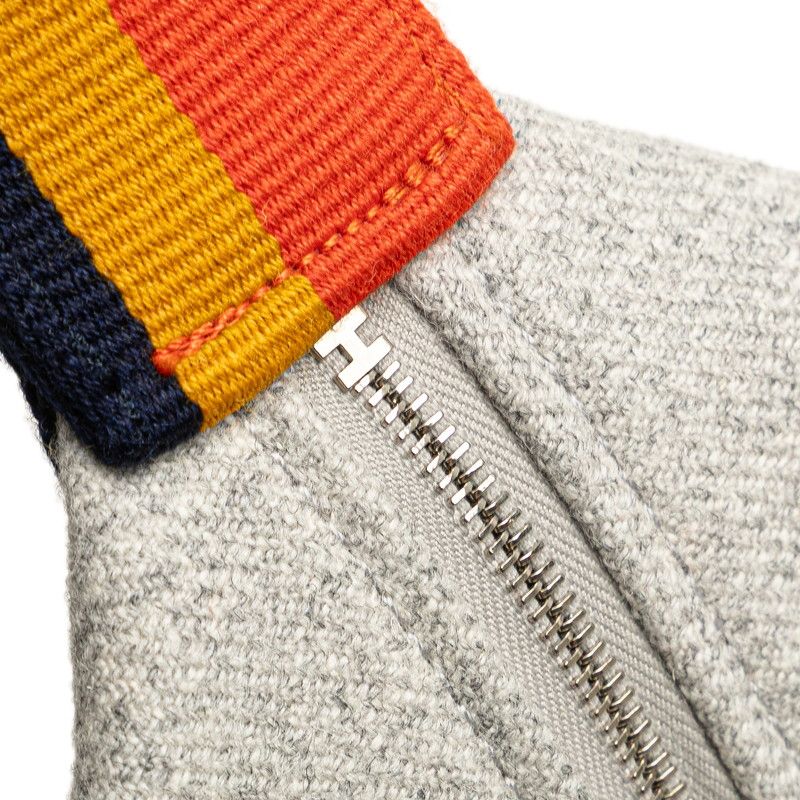 Hermes Brid A Black GM Handbag Pouch Rocabar Gris Flannel Wool Cotton Women