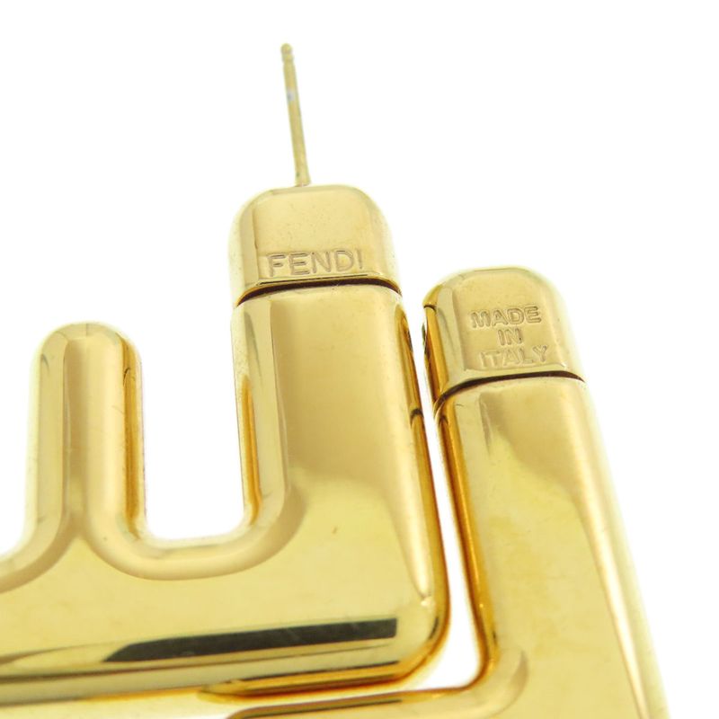 Fendi FF Logo Earrings Metal Ladies