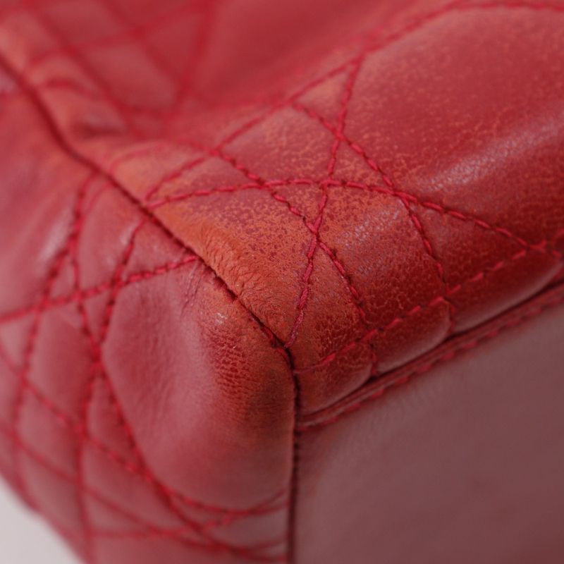 Christian Dior Lady Dior Cannage Calf Red Ladies Handbag